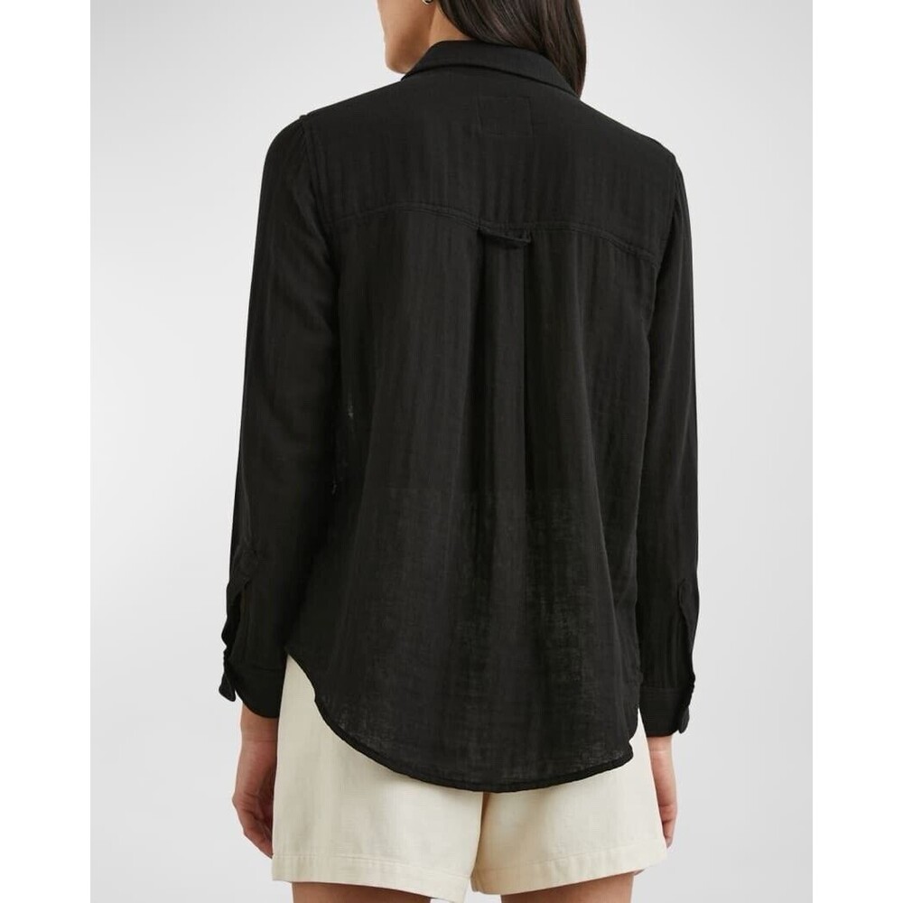 Rails Ellis Black Button Front Long Sleeve Top Sh… - image 3